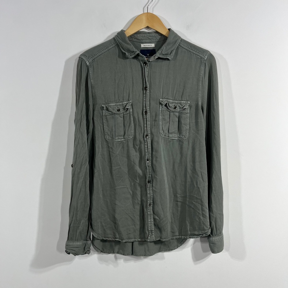 American Eagle Granola Grunge 90s Boyfriend Fit Button Down Shirt Womens Medium